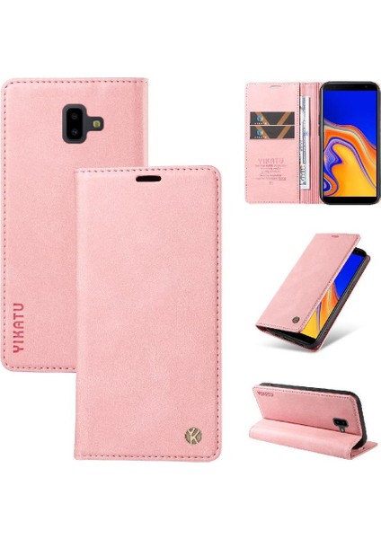 Samsung Galaxy J6 Prime Premium Pu Deri Basit Cüzdan Kılıf Kart Yuvaları Destek Ayağı Manyetik Kapatma Darbeye Dayanıklı Kapak (Yurt Dışından)