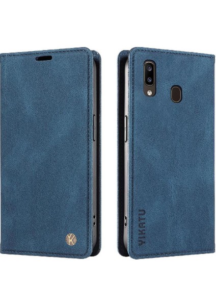 Samsung Galaxy A20 Premium Pu Deri Basit Cüzdan Kılıf Kart Yuvaları Destek Ayağı Manyetik Kapatma Darbeye Dayanıklı Kapak (Yurt Dışından)