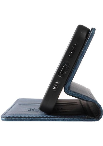 Samsung Galaxy A20 Premium Pu Deri Basit Cüzdan Kılıf Kart Yuvaları Destek Ayağı Manyetik Kapatma Darbeye Dayanıklı Kapak (Yurt Dışından)