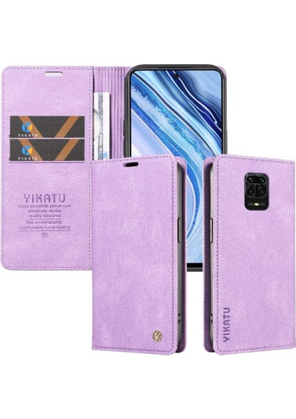 Xiaomi Redmi Note 9 Pro 4g Premium Pu Deri Basit Cüzdan Kılıf Kart Yuvaları Destek Ayağı Manyetik Kapatma Darbeye Dayanıklı Kapak (Yurt Dışından)