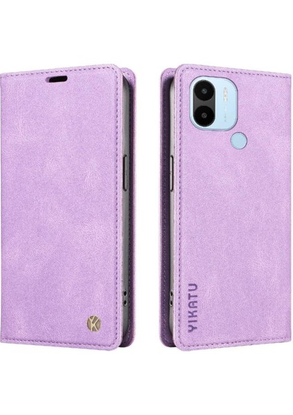 Xiaomi Redmi A1 Plus Premium Pu Deri Basit Cüzdan Kılıf Kart Yuvaları Destek Ayağı Manyetik Kapatma Darbeye Dayanıklı Kapak (Yurt Dışından)