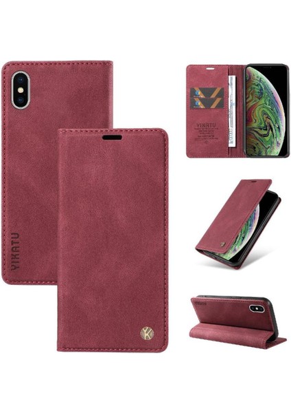 iPhone X/xs Premium Pu Deri Basit Cüzdan Kılıf Kart Yuvaları Destek Ayağı Manyetik Kapatma Darbeye Dayanıklı Kapak (Yurt Dışından) fırsatları