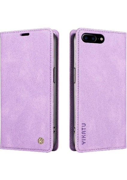 iPhone 8 Plus Premium Pu Deri Basit Cüzdan Kılıf Kart Yuvaları Destek Ayağı Manyetik Kapatma Darbeye Dayanıklı Kapak (Yurt Dışından)