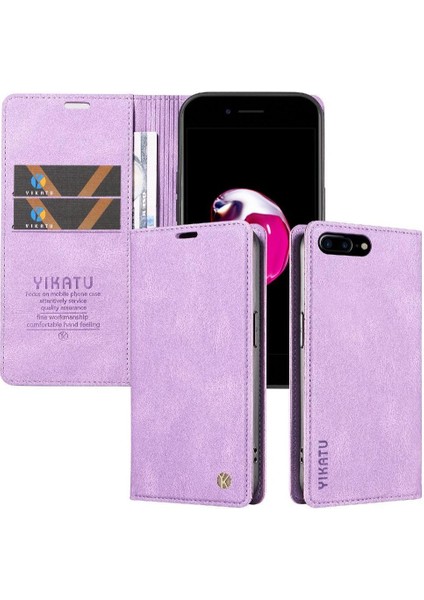 iPhone 8 Plus Premium Pu Deri Basit Cüzdan Kılıf Kart Yuvaları Destek Ayağı Manyetik Kapatma Darbeye Dayanıklı Kapak (Yurt Dışından) indirimleri