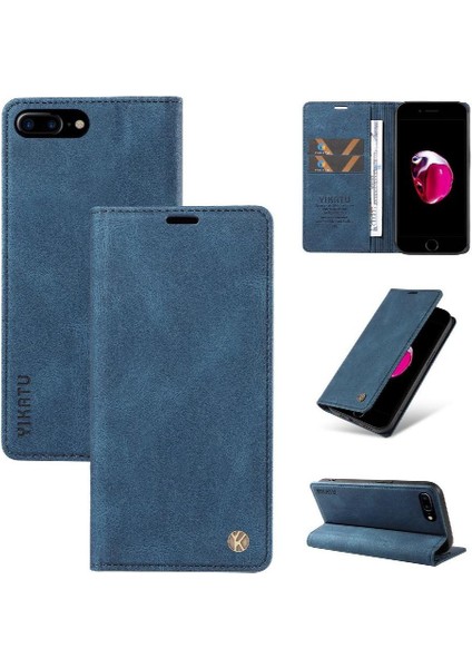 iPhone 8 Plus Premium Pu Deri Basit Cüzdan Kılıf Kart Yuvaları Destek Ayağı Manyetik Kapatma Darbeye Dayanıklı Kapak (Yurt Dışından) fırsatları