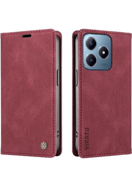 Realme C63 Premium Pu Deri Basit Cüzdan Kılıf Kart Yuvaları Destek Ayağı Manyetik Kapatma Darbeye Dayanıklı Kapak (Yurt Dışından) modelleri
