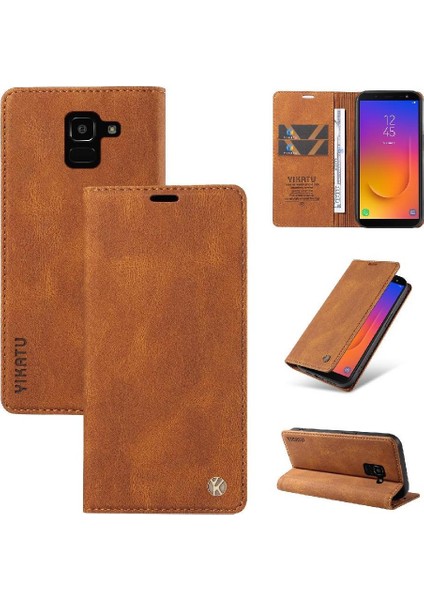 Samsung Galaxy J6 2018 Premium Pu Deri Basit Cüzdan Kılıf Kart Yuvaları Destek Ayağı Manyetik Kapatma Darbeye Dayanıklı Kapak (Yurt Dışından) fırsatları