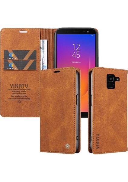 Samsung Galaxy J6 2018 Premium Pu Deri Basit Cüzdan Kılıf Kart Yuvaları Destek Ayağı Manyetik Kapatma Darbeye Dayanıklı Kapak (Yurt Dışından) indirimleri