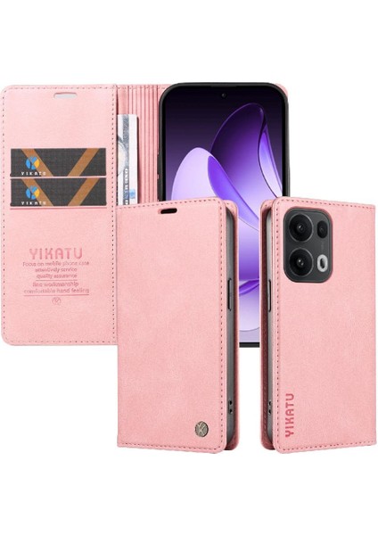 Oppo Reno 13 Pro 5g Premium Pu Deri Basit Cüzdan Kılıf Kart Yuvaları Destek Ayağı Manyetik Kapatma Darbeye Dayanıklı Kapak (Yurt Dışından)