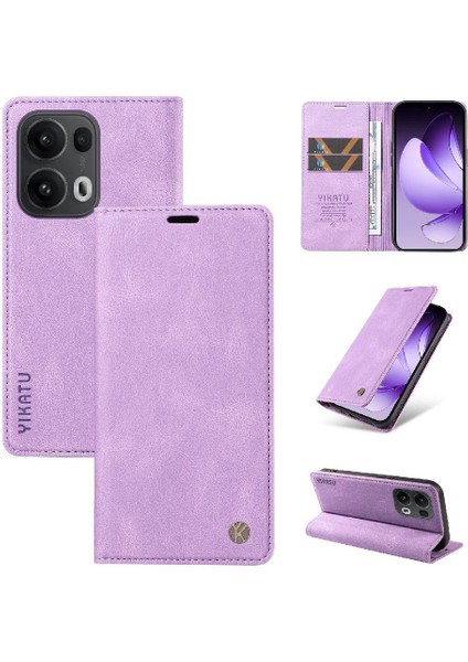 Oppo Reno 13 Pro 5g Premium Pu Deri Basit Cüzdan Kılıf Kart Yuvaları Destek Ayağı Manyetik Kapatma Darbeye Dayanıklı Kapak (Yurt Dışından)