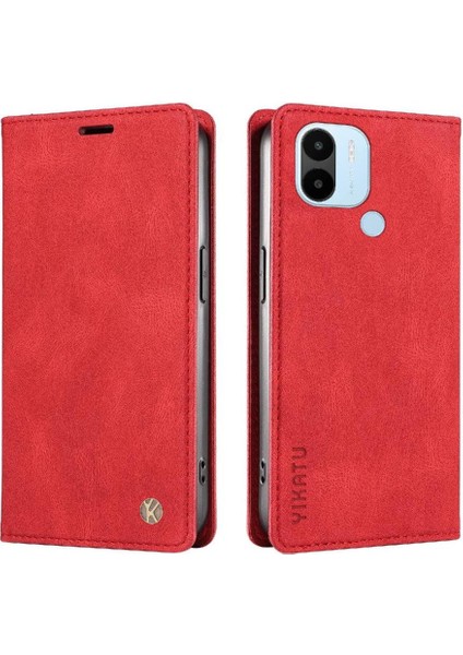 Xiaomi Redmi A1 Plus Premium Pu Deri Basit Cüzdan Kılıf Kart Yuvaları Destek Ayağı Manyetik Kapatma Darbeye Dayanıklı Kapak (Yurt Dışından)