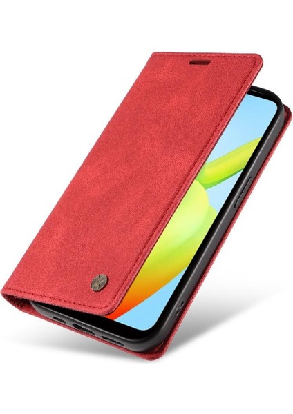 Xiaomi Redmi A1 Plus Premium Pu Deri Basit Cüzdan Kılıf Kart Yuvaları Destek Ayağı Manyetik Kapatma Darbeye Dayanıklı Kapak (Yurt Dışından)