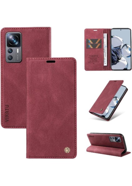 Xiaomi 12T Pro Premium Pu Deri Basit Cüzdan Kılıf Kart Yuvaları Destek Ayağı Manyetik Kapatma Darbeye Dayanıklı Kapak (Yurt Dışından) fırsatları
