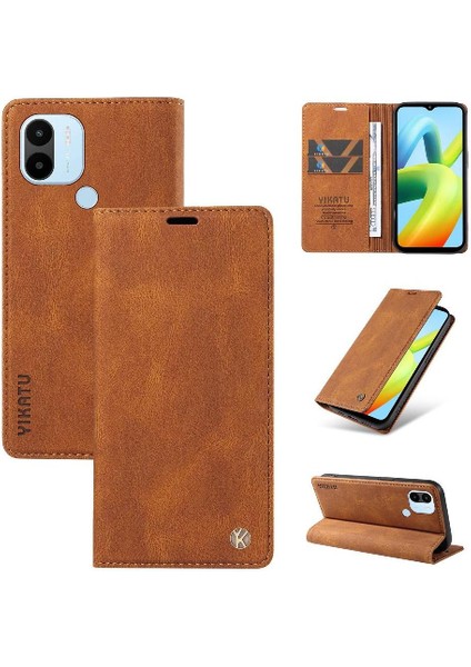 Xiaomi Redmi A1 Plus Premium Pu Deri Basit Cüzdan Kılıf Kart Yuvaları Destek Ayağı Manyetik Kapatma Darbeye Dayanıklı Kapak (Yurt Dışından) indirimleri