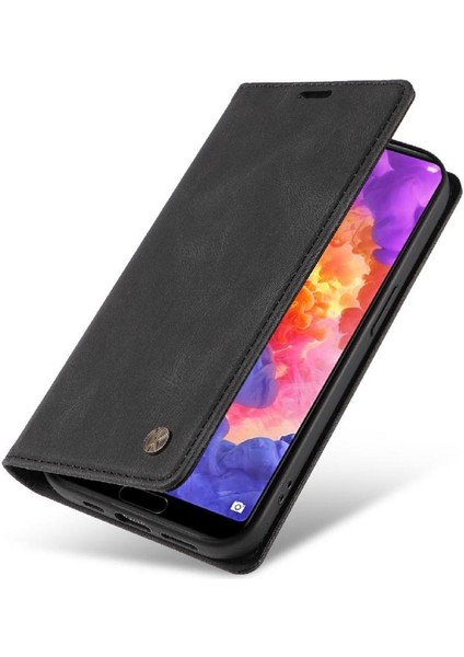 Huawei P20 Pro Premium Pu Deri Basit Cüzdan Kılıf Kart Yuvaları Destek Ayağı Manyetik Kapatma Darbeye Dayanıklı Kapak (Yurt Dışından)