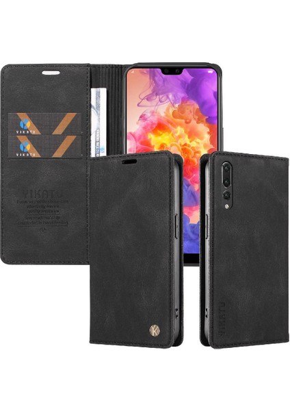 Huawei P20 Pro Premium Pu Deri Basit Cüzdan Kılıf Kart Yuvaları Destek Ayağı Manyetik Kapatma Darbeye Dayanıklı Kapak (Yurt Dışından)