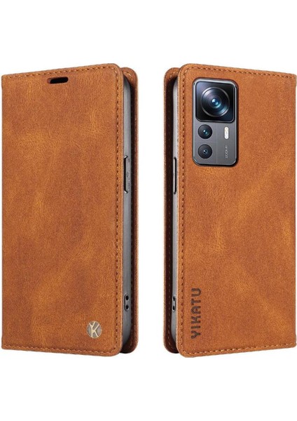 Xiaomi 12T Pro Premium Pu Deri Basit Cüzdan Kılıf Kart Yuvaları Destek Ayağı Manyetik Kapatma Darbeye Dayanıklı Kapak (Yurt Dışından)