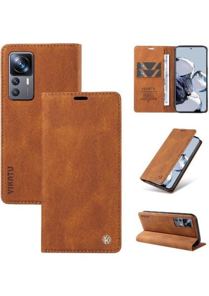 Xiaomi 12T Pro Premium Pu Deri Basit Cüzdan Kılıf Kart Yuvaları Destek Ayağı Manyetik Kapatma Darbeye Dayanıklı Kapak (Yurt Dışından) fırsatları