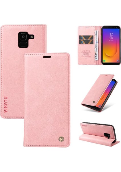 Samsung Galaxy J6 2018 Premium Pu Deri Basit Cüzdan Kılıf Kart Yuvaları Destek Ayağı Manyetik Kapatma Darbeye Dayanıklı Kapak (Yurt Dışından)