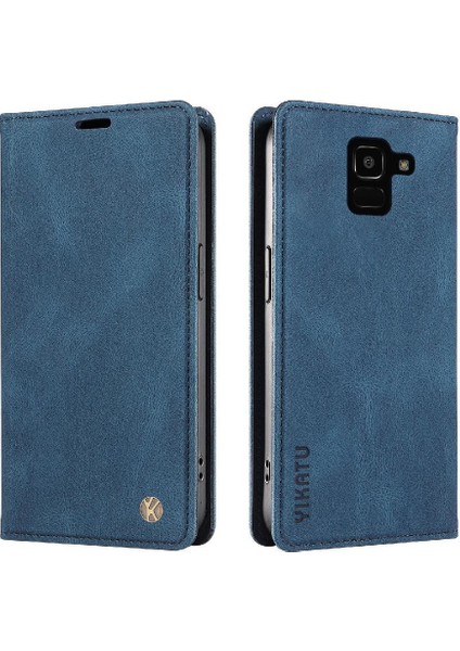 Samsung Galaxy J6 2018 Premium Pu Deri Basit Cüzdan Kılıf Kart Yuvaları Destek Ayağı Manyetik Kapatma Darbeye Dayanıklı Kapak (Yurt Dışından)