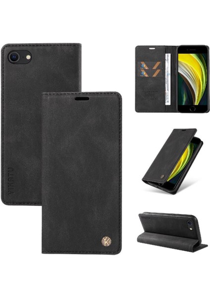iPhone Se3/se2 Premium Pu Deri Basit Cüzdan Kılıf Kart Yuvaları Destek Ayağı Manyetik Kapatma Darbeye Dayanıklı Kapak (Yurt Dışından)