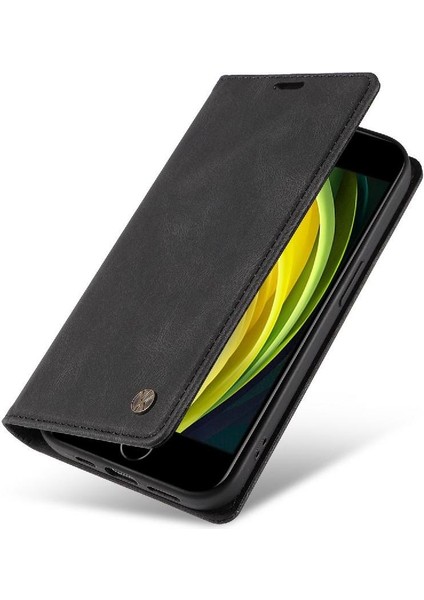 iPhone Se3/se2 Premium Pu Deri Basit Cüzdan Kılıf Kart Yuvaları Destek Ayağı Manyetik Kapatma Darbeye Dayanıklı Kapak (Yurt Dışından)