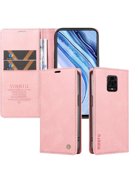 Xiaomi Redmi Note 9 Pro 4g Premium Pu Deri Basit Cüzdan Kılıf Kart Yuvaları Destek Ayağı Manyetik Kapatma Darbeye Dayanıklı Kapak (Yurt Dışından)