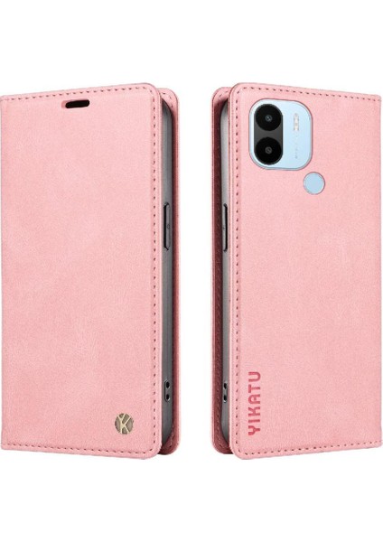 Xiaomi Redmi A1 Plus Premium Pu Deri Basit Cüzdan Kılıf Kart Yuvaları Destek Ayağı Manyetik Kapatma Darbeye Dayanıklı Kapak (Yurt Dışından)