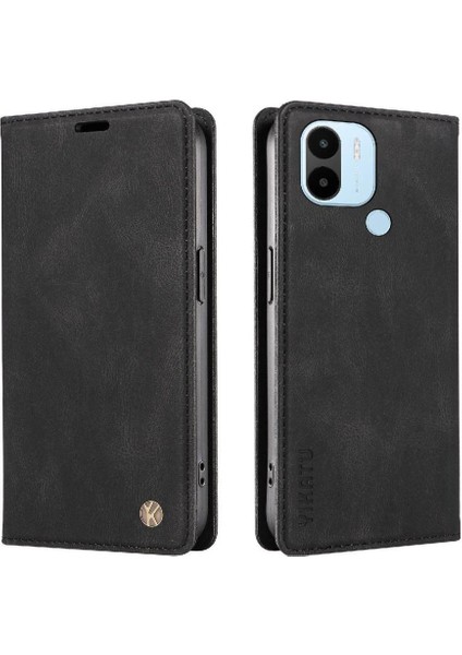Xiaomi Redmi A1 Plus Premium Pu Deri Basit Cüzdan Kılıf Kart Yuvaları Destek Ayağı Manyetik Kapatma Darbeye Dayanıklı Kapak (Yurt Dışından)