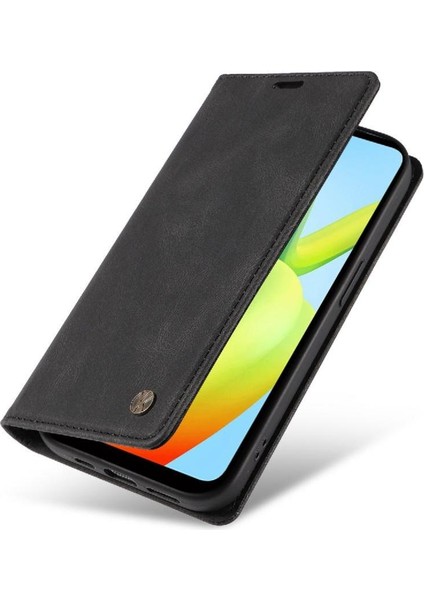 Xiaomi Redmi A1 Plus Premium Pu Deri Basit Cüzdan Kılıf Kart Yuvaları Destek Ayağı Manyetik Kapatma Darbeye Dayanıklı Kapak (Yurt Dışından)