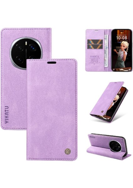Honor Magic 7 Pro Premium Pu Deri Basit Cüzdan Kılıf Kart Yuvaları Destek Ayağı Manyetik Kapatma Darbeye Dayanıklı Kapak (Yurt Dışından)