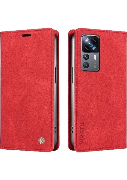 Xiaomi 12T Pro Premium Pu Deri Basit Cüzdan Kılıf Kart Yuvaları Destek Ayağı Manyetik Kapatma Darbeye Dayanıklı Kapak (Yurt Dışından)