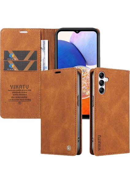 Samsung Galaxy A14 5g Premium Pu Deri Basit Cüzdan Kılıf Kart Yuvaları Destek Ayağı Manyetik Kapatma Darbeye Dayanıklı Kapak (Yurt Dışından)