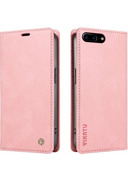 iPhone 8 Plus Premium Pu Deri Basit Cüzdan Kılıf Kart Yuvaları Destek Ayağı Manyetik Kapatma Darbeye Dayanıklı Kapak (Yurt Dışından)