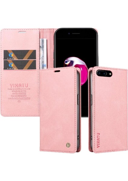 iPhone 8 Plus Premium Pu Deri Basit Cüzdan Kılıf Kart Yuvaları Destek Ayağı Manyetik Kapatma Darbeye Dayanıklı Kapak (Yurt Dışından) fırsatları