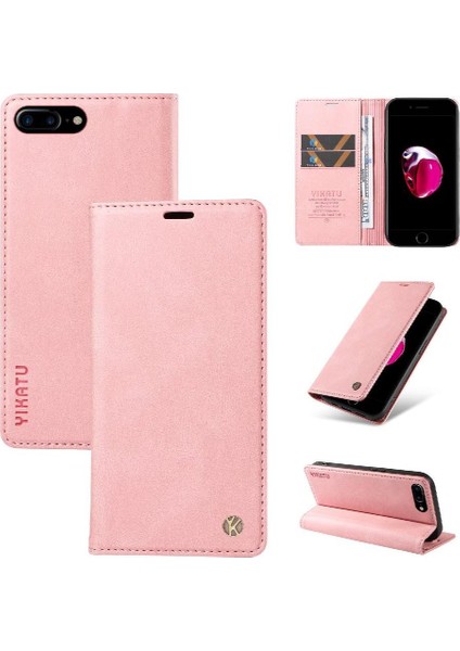 iPhone 8 Plus Premium Pu Deri Basit Cüzdan Kılıf Kart Yuvaları Destek Ayağı Manyetik Kapatma Darbeye Dayanıklı Kapak (Yurt Dışından) indirimleri