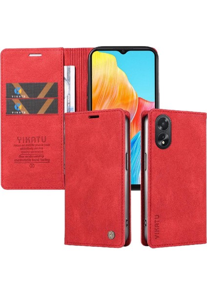 Oppo A38 4g Premium Pu Deri Basit Cüzdan Kılıf Kart Yuvaları Destek Ayağı Manyetik Kapatma Darbeye Dayanıklı Kapak (Yurt Dışından)