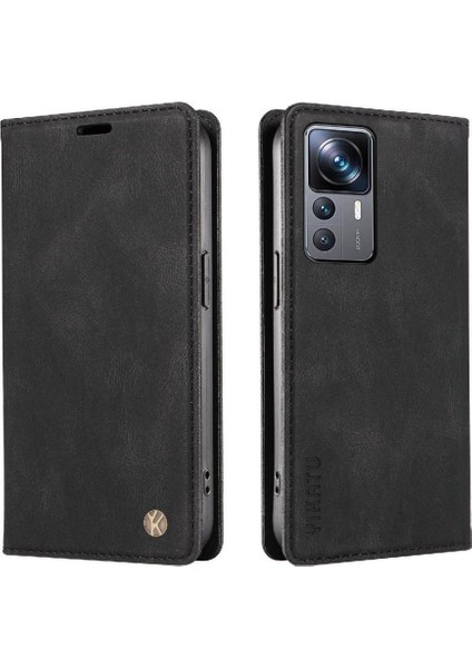 Xiaomi 12T Pro Premium Pu Deri Basit Cüzdan Kılıf Kart Yuvaları Destek Ayağı Manyetik Kapatma Darbeye Dayanıklı Kapak (Yurt Dışından)