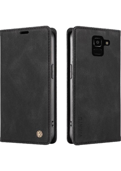 Samsung Galaxy J6 2018 Premium Pu Deri Basit Cüzdan Kılıf Kart Yuvaları Destek Ayağı Manyetik Kapatma Darbeye Dayanıklı Kapak (Yurt Dışından)