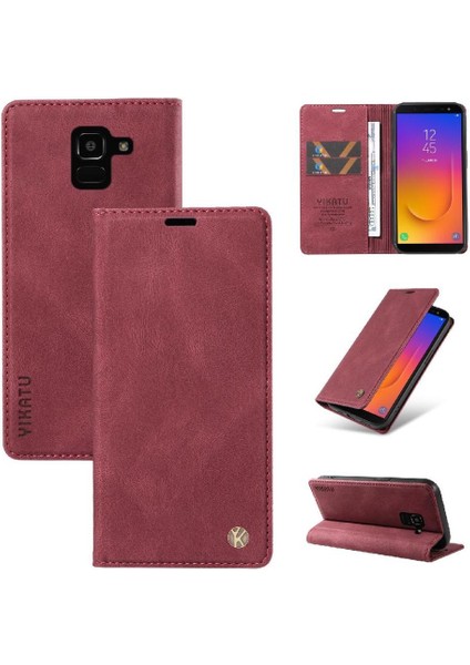 Samsung Galaxy J6 2018 Premium Pu Deri Basit Cüzdan Kılıf Kart Yuvaları Destek Ayağı Manyetik Kapatma Darbeye Dayanıklı Kapak (Yurt Dışından) fırsatları