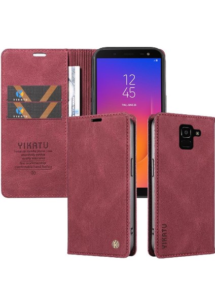 Samsung Galaxy J6 2018 Premium Pu Deri Basit Cüzdan Kılıf Kart Yuvaları Destek Ayağı Manyetik Kapatma Darbeye Dayanıklı Kapak (Yurt Dışından) indirimleri