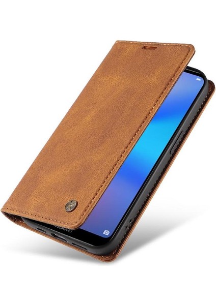 Huawei P20 Lite Premium Pu Deri Basit Cüzdan Kılıf Kart Yuvaları Destek Ayağı Manyetik Kapatma Darbeye Dayanıklı Kapak (Yurt Dışından)