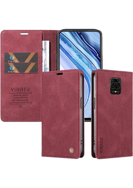 Xiaomi Redmi Note 9 Pro 4g Premium Pu Deri Basit Cüzdan Kılıf Kart Yuvaları Destek Ayağı Manyetik Kapatma Darbeye Dayanıklı Kapak (Yurt Dışından)