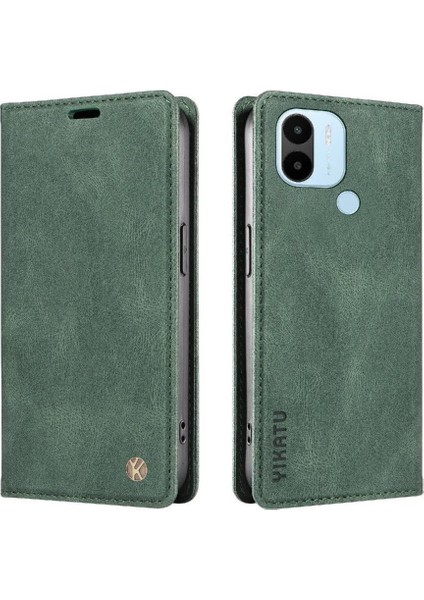 Xiaomi Redmi A1 Plus Premium Pu Deri Basit Cüzdan Kılıf Kart Yuvaları Destek Ayağı Manyetik Kapatma Darbeye Dayanıklı Kapak (Yurt Dışından)