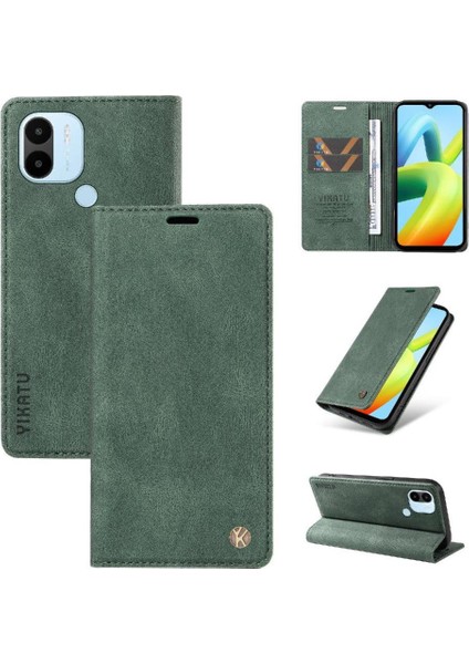 Xiaomi Redmi A1 Plus Premium Pu Deri Basit Cüzdan Kılıf Kart Yuvaları Destek Ayağı Manyetik Kapatma Darbeye Dayanıklı Kapak (Yurt Dışından) fırsatları
