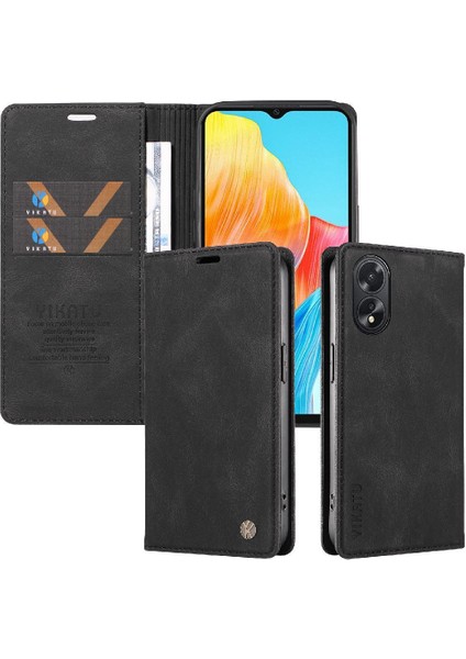 Oppo A38 4g Premium Pu Deri Basit Cüzdan Kılıf Kart Yuvaları Destek Ayağı Manyetik Kapatma Darbeye Dayanıklı Kapak (Yurt Dışından)
