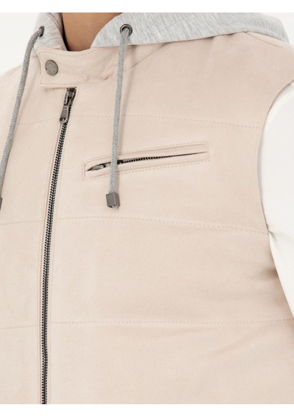 Erkek Beyaz Kapüşonlu Yelek 50276501-VR013