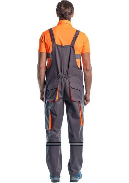 Şensel, Reflektörlü Bahçıvan Tulum, Gri-Turuncu -8E2381- Salopet modelleri