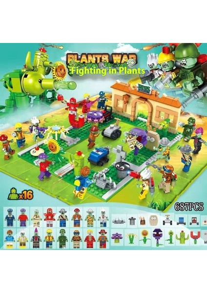 Legos Plants Vs Zombies Komple Set Çiftlik Labirenti Savaş Montajlı Çocuk Oyuncakları (Yurt Dışından)