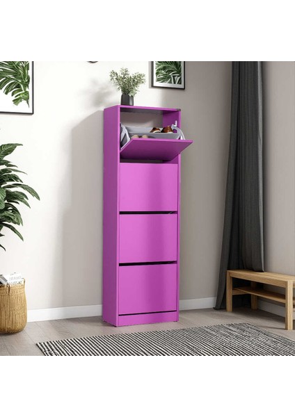 Adore Flat Duo 4 Katlı Ayakkabılık Dolabı - Mor